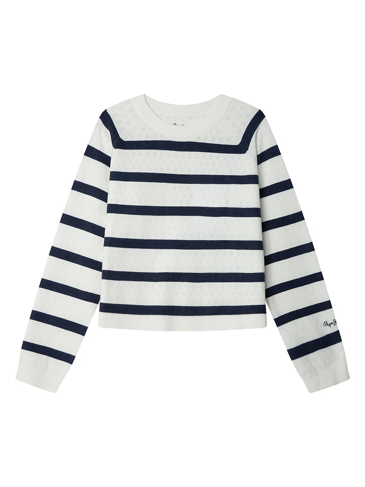 Trui wit/donkerblauw