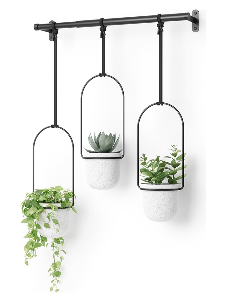 Wiszący kwietnik w kolorze czarno-białym - 63,5 x 110 x 14,6 cm