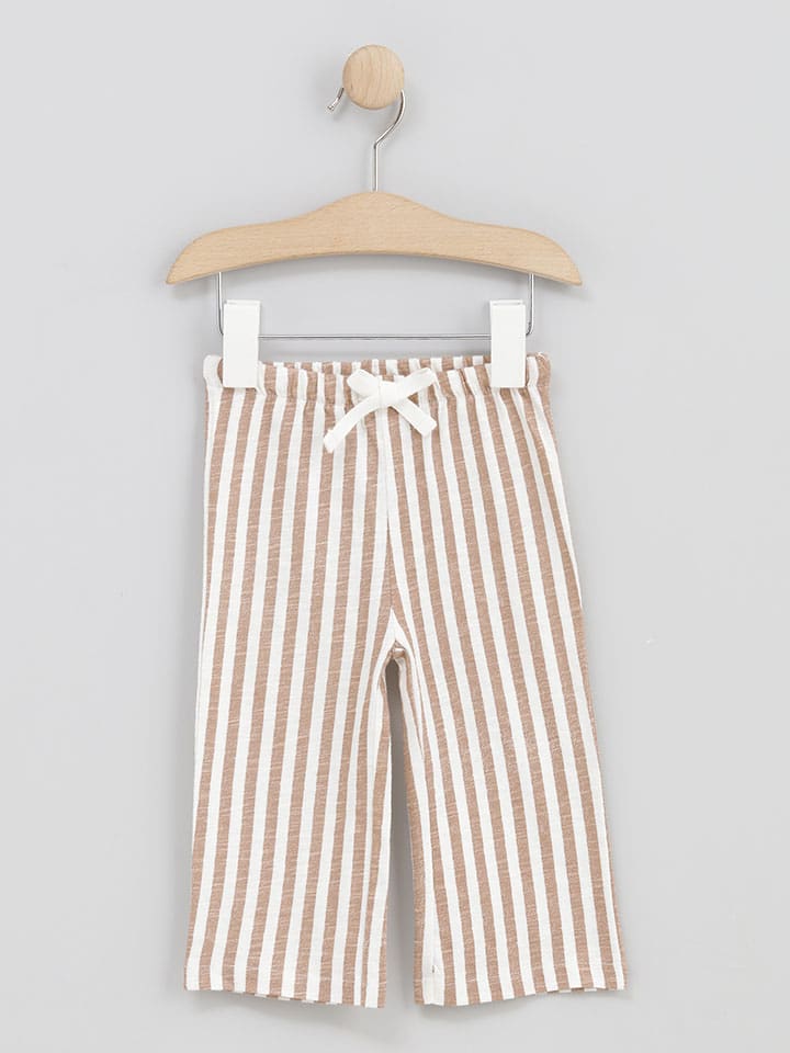 Hose in Beige/ Weiß