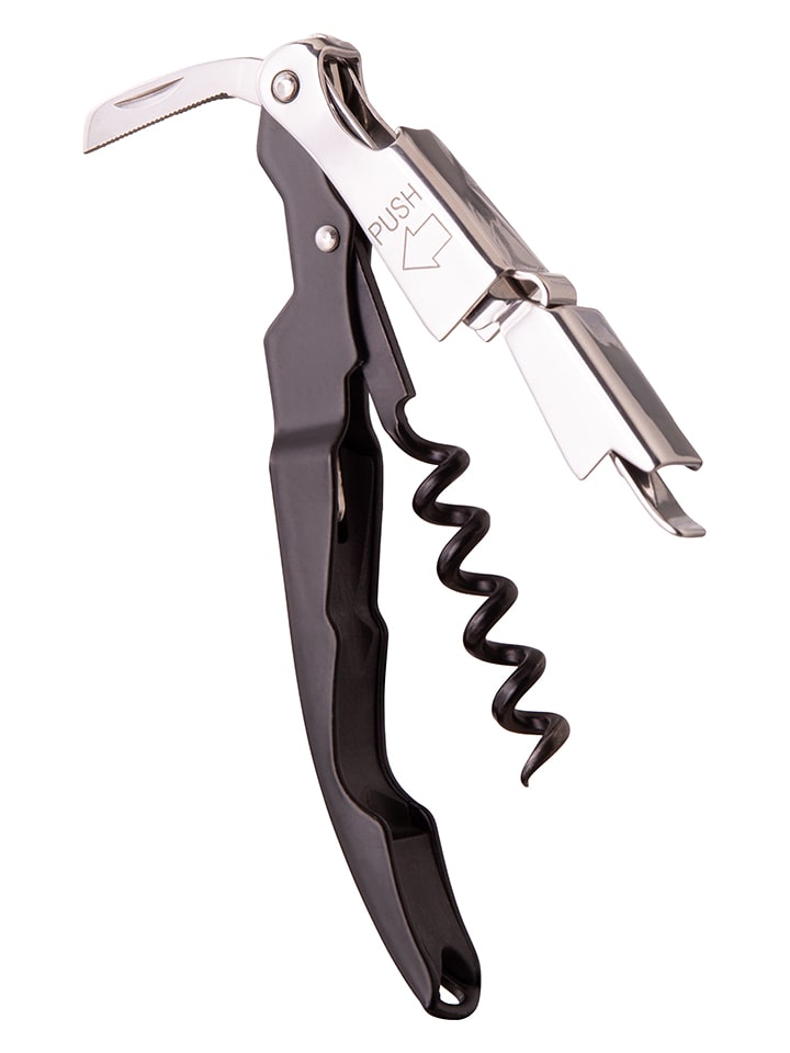 Korkociąg 3w1 w kolorze czarnym - dł 12 cm
