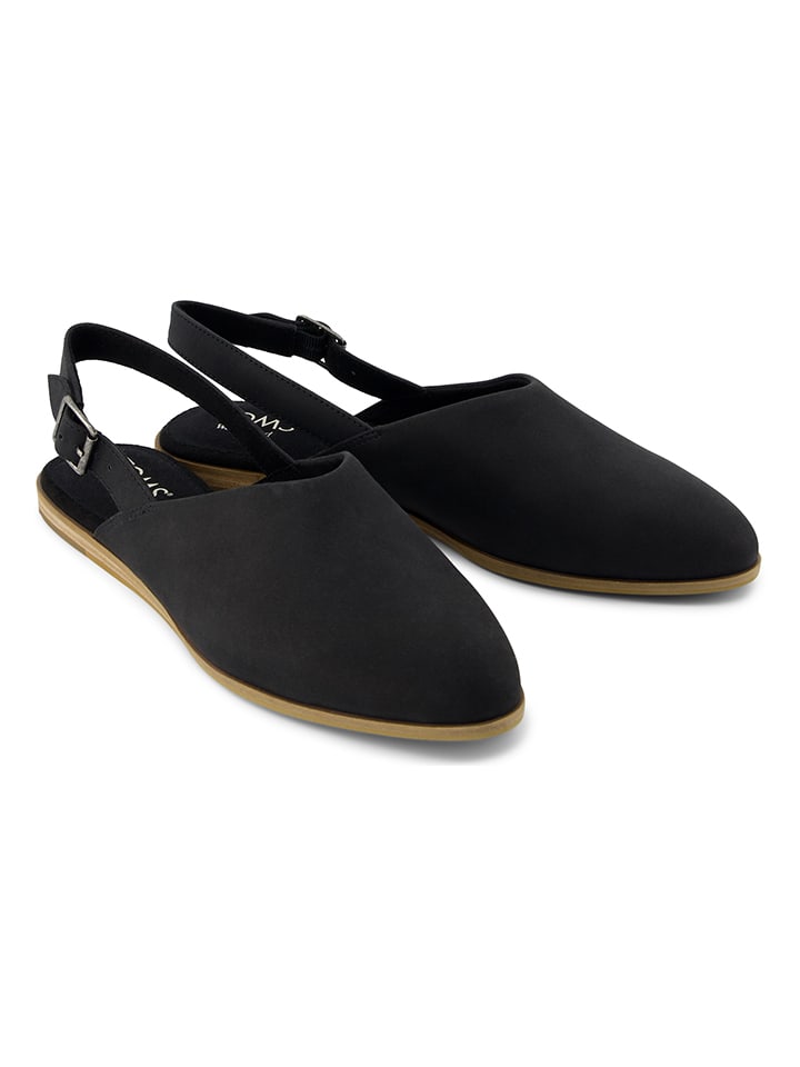 Skórzane baleriny w kolorze czarnym z paskiem
