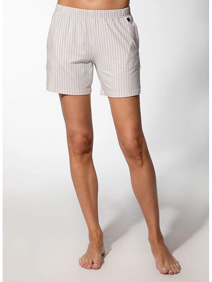 Pyjama-Hose in Hellblau/ Beige