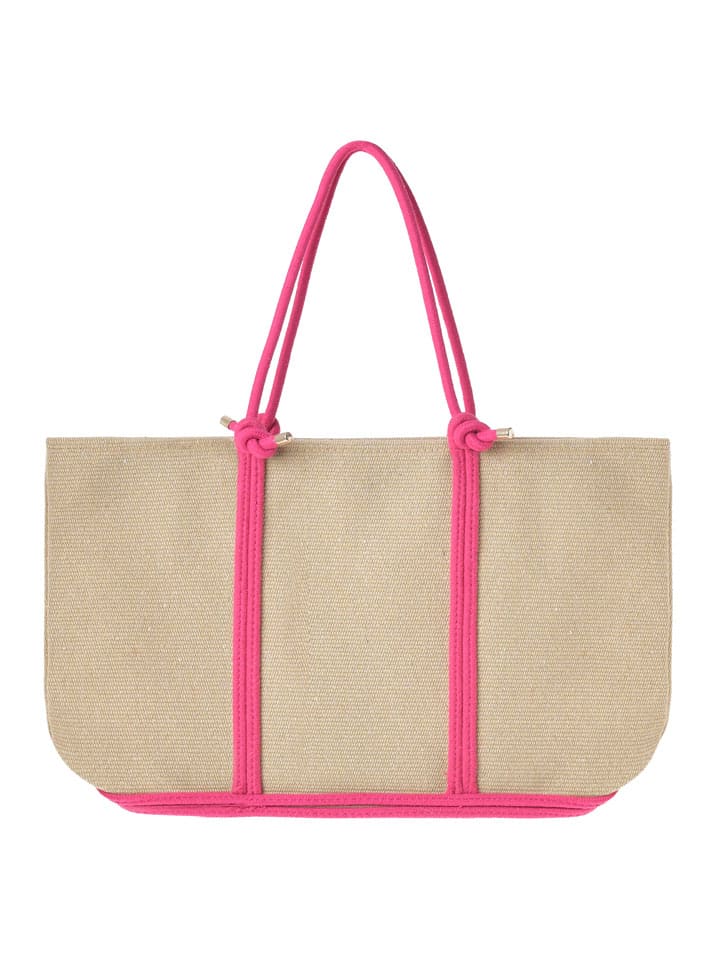 Shopper bag w kolorze beżowym - 50 x 33 x 10 cm