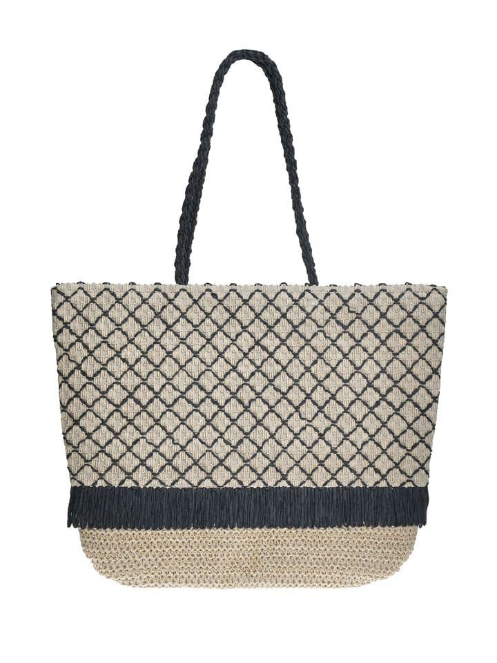 Shopper bag w kolorze beżowym - 40 x 30 x 15 cm
