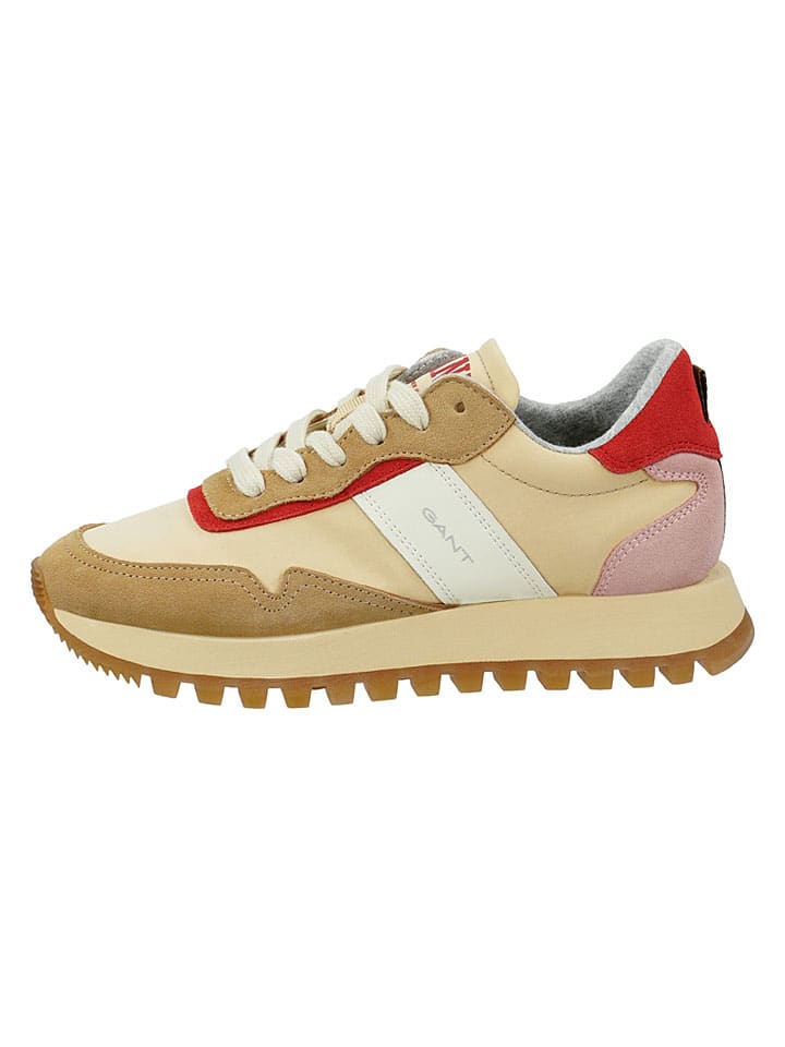 Skórzane sneakersy "Caffay" w kolorze beżowym ze wzorem