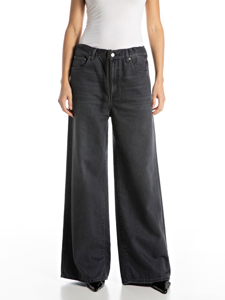 Spijkerbroek - wide leg fit - zwart