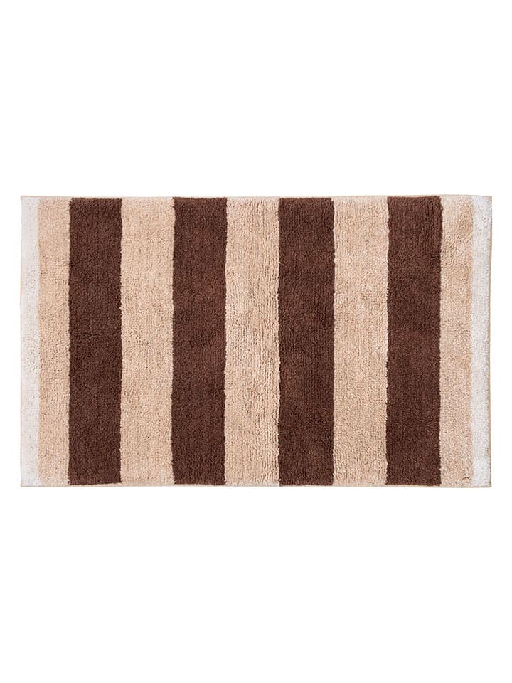 Dywanik łazienkowy ''Stripes'' w kolorze kremowo-brązowym - 80 x 50 cm