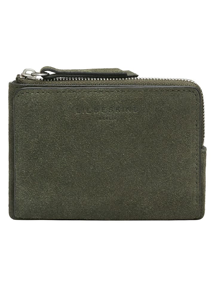 Skórzany portfel "Smilla" w kolorze khaki - 13 x 9 x 1 cm
