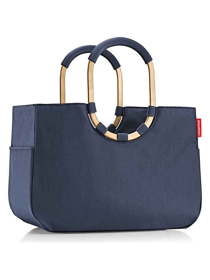 Shopper bag w kolorze granatowym - 46 x 34 x 25 cm