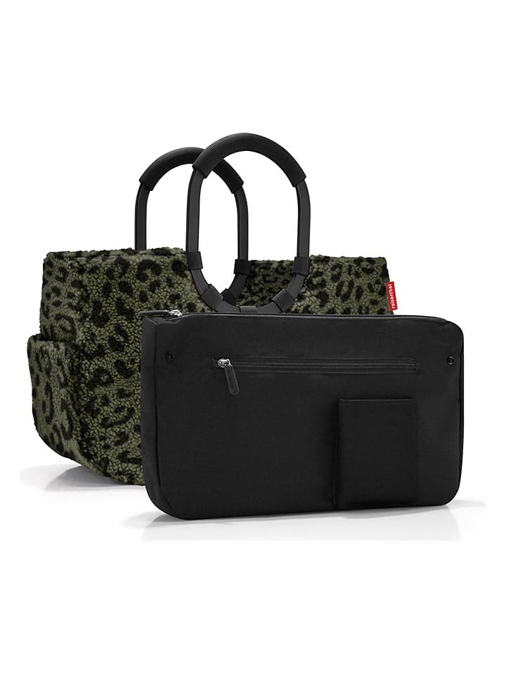 Shopper bag w kolorze khaki - 40 x 26 x 20 cm