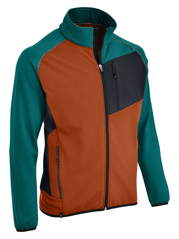 Fleecejacke "Säntis" in Orange/ Türkis