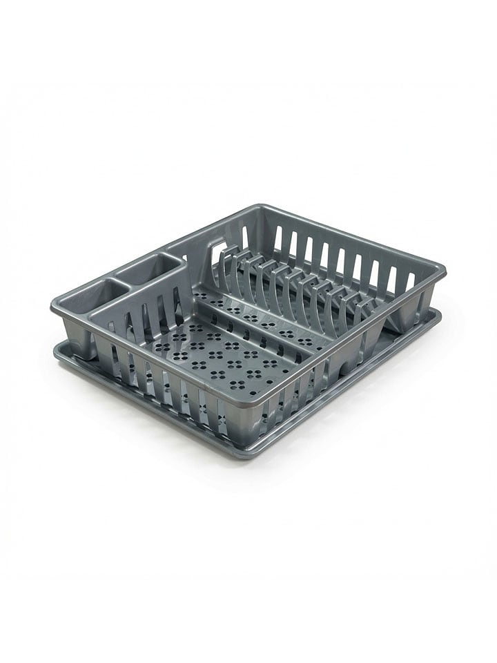 Ociekacz w kolorze srebrnym do naczyń - 48 x 10 x 37,5 cm