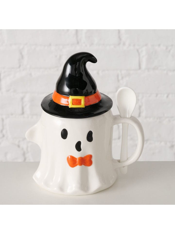 Kubek jumbo "Ghostie" w kolorze biało-czarnym - 400 ml