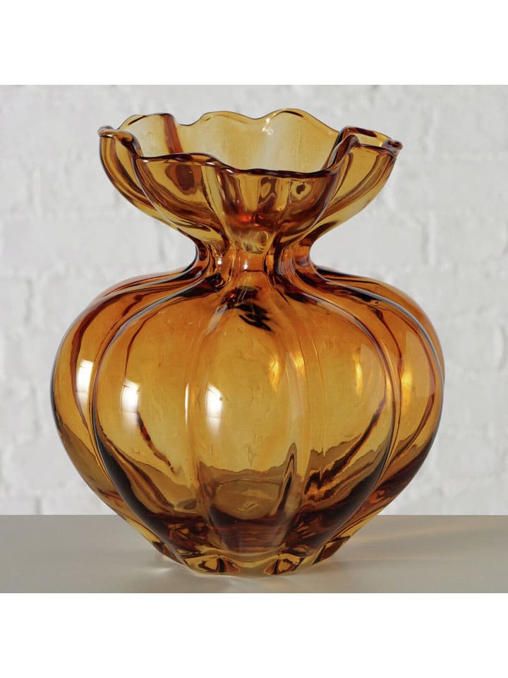 Wazon "Blossa" w kolorze jasnobrązowym - wys. 17 x Ø 16 cm