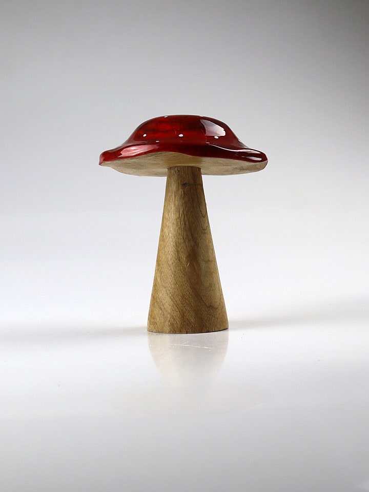 Figurka dekoracyjna "Mushroom" w kolorze czerwono-brązowym - wys. 18 cm