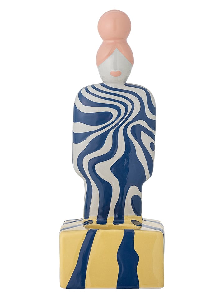 Kaarshouder ''Priya'' blauw/geel - (B)10 x (H)25 x (D)9 cm