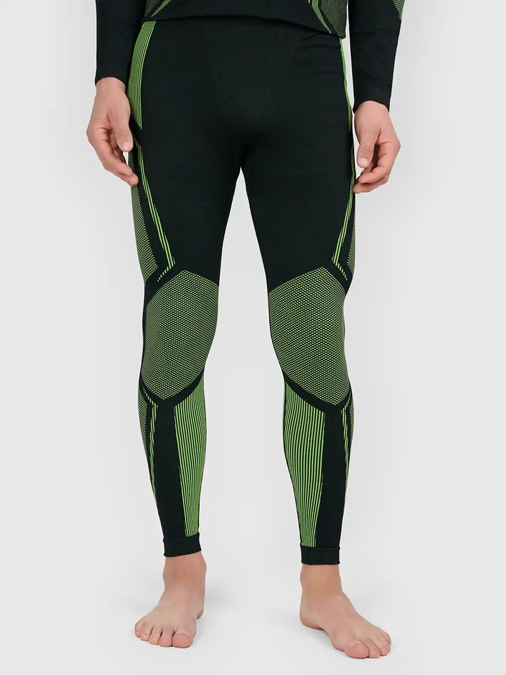 Legginsy termiczne w kolorze czarno-zielonym