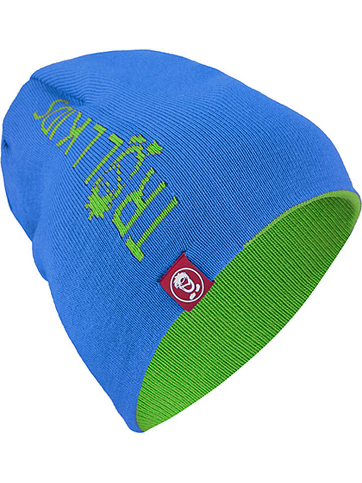 Dwustronna czapka beanie "Troll" w kolorze błękitno-jasnozielonym