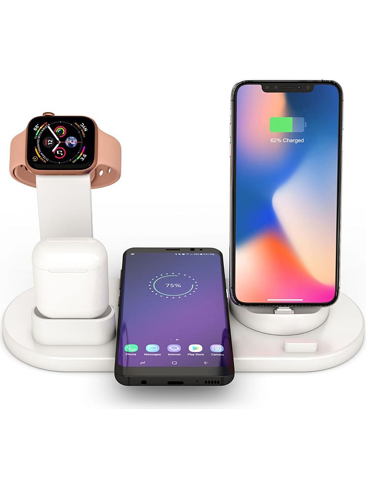 Docking-Station für iPhone, Apple-Watch, AirPods und Micro-USB in Weiß