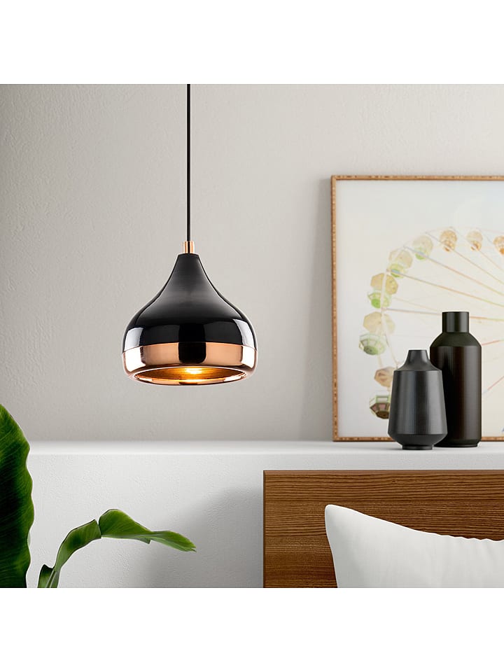 Lampa wisząca "Yildo" w kolorze czarno-pomarańczowym - Ø 17 cm