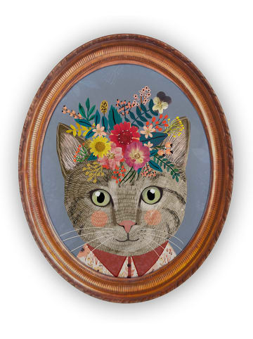 Folkifreckles Dekoracja ścienna "Floral Cat" - 40 x 51 cm