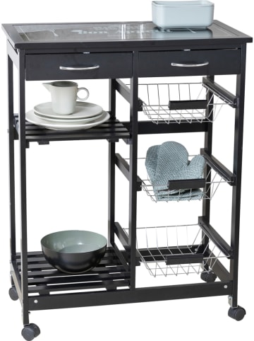 Wenko Küchenwagen "Bon Appetit" in Schwarz - (B)67 x (H)86,5 x (T)35 cm