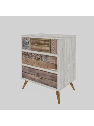 HanahHome Ladekast "Liza" lichtbruin/wit - (B)50 x (H)60 x (D)35 cm