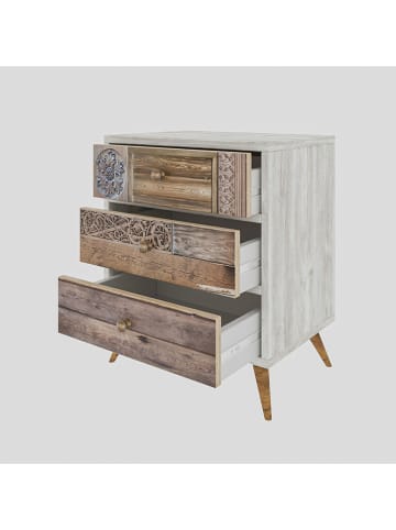 HanahHome Ladekast "Liza" lichtbruin/wit - (B)50 x (H)60 x (D)35 cm