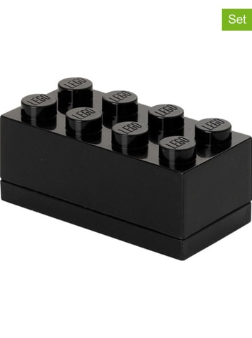 LEGO 3er-Set: Aufbewahrungsboxen "Mini 8" in Schwarz - (B)9,2 x (H)4,3 x (T)4,6 cm