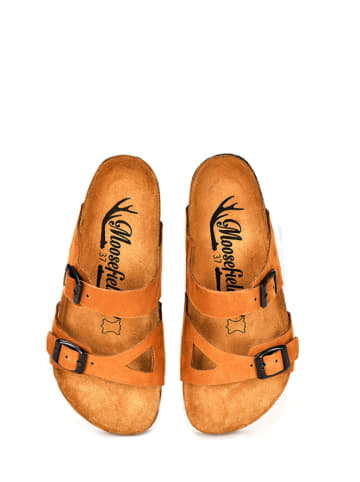 Moosefield Leder-Pantoletten in Braun