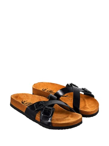Moosefield Leren slippers zwart
