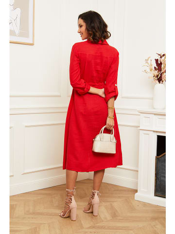 Le Monde du Lin Lniana sukienka w kolorze czerwonym