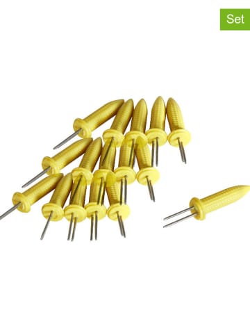 Fackelmann 16-delige set: maiskolfhouders geel - (L)6 cm