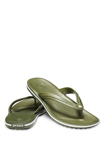 Crocs Zehentrenner "Crocband" in Khaki/ Weiß
