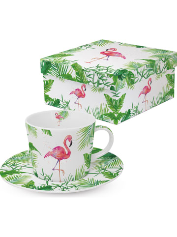 ppd Kubek "Tropical Flamingo" w kolorze zielono-różowym do kawy - 200 ml