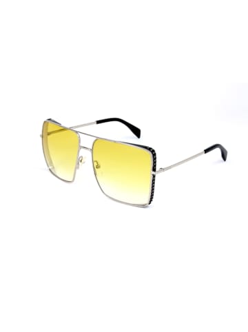 Moschino Damen-Sonnenbrille in Silber-Schwarz/ Gelb