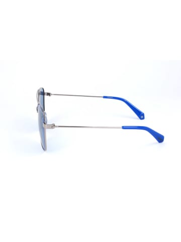 Polaroid Unisex-Sonnenbrille in Silber/ Blau