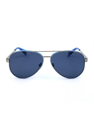 Polaroid Męskie okulary przeciwsłoneczne w kolorze srebrno-niebieskim