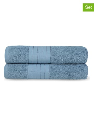 Good Morning 2-delige set: badhanddoeken lichtblauw