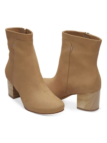 TOMS Leder-Stiefeletten in Hellbraun