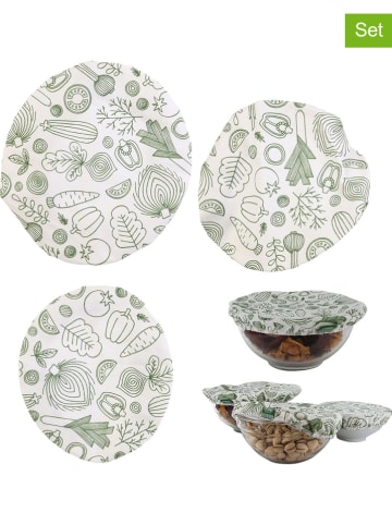 COOK CONCEPT 3-delige set: herbruikbare afdekhoesjes wit/groen