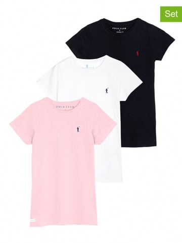Polo Club Koszulki (3 szt.) w kolorze białym, jasnoróżowym i czarnym