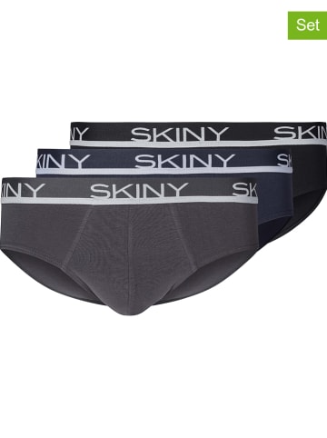 Skiny 3er-Set: Slips in Dunkelblau/ Schwarz/ Grau