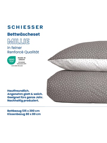Schiesser Renforcé-Bettwäsche-Set in Grau/ Weiß