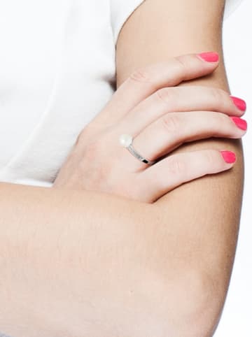 Pearline Zilveren ring met parel en edelstenen