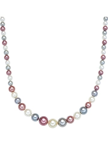 Perldesse Perlen-Halskette in Weiß/ Silber/ Rosa - (L)52 cm