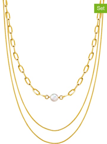 Yamato Pearls 2er-Set: Vergold. Halsketten