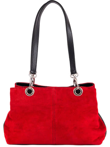 Lia Biassoni Leren schoudertas "Alvo" rood/zwart - (B)32 x (H)20 x (D)14 cm