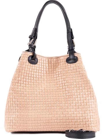 Lia Biassoni Leder-Schultertasche in Beige - (B)34 x (H)29 x (T)21 cm