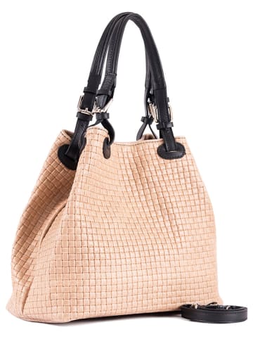 Lia Biassoni Leder-Schultertasche in Beige - (B)34 x (H)29 x (T)21 cm